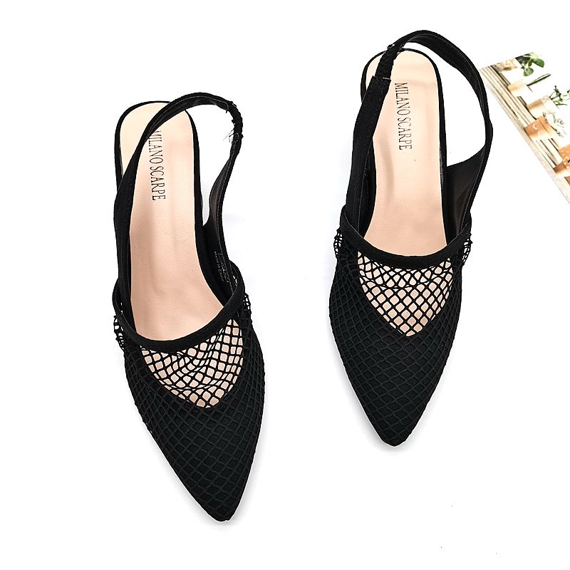 High Heels With A Pointed Toe And A Shallow Mesh