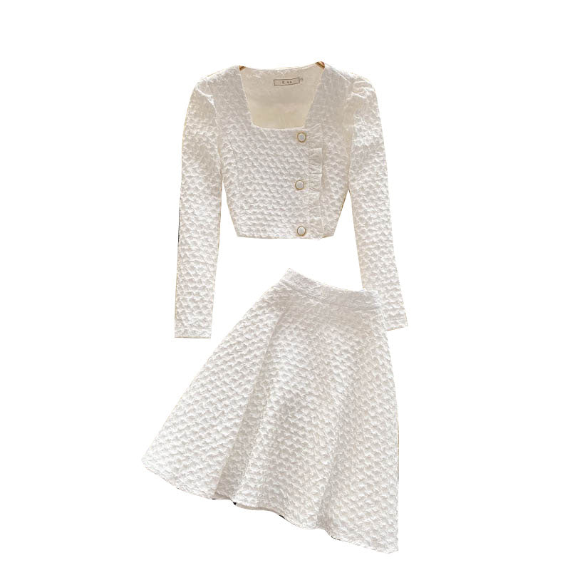 Suit Top&A-line Skirt 2Pcs Set