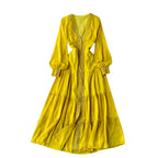 Courtly Lace Trim Single-breasted Dress