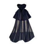 Vintage Off-shoulder Puffy Mesh Black Dress