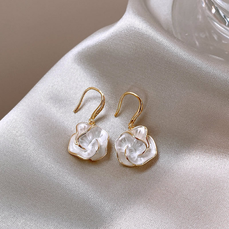 Unique Design Camellia Flower Earrings