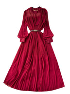 Bow-tie Pleated Chiffon Maxi Dress
