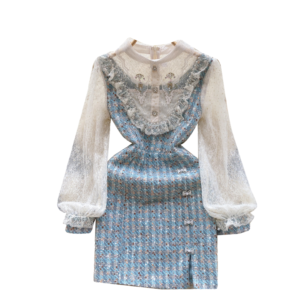 Sweetie Beaded Lace Patchwork Dress