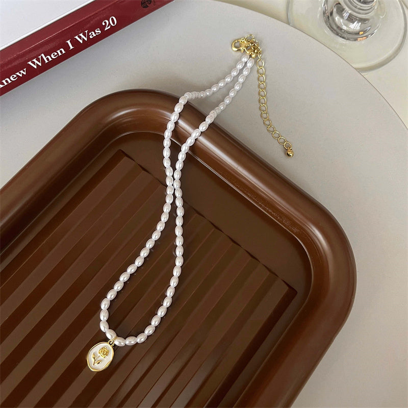 French Style Rose Necklace&Earrings