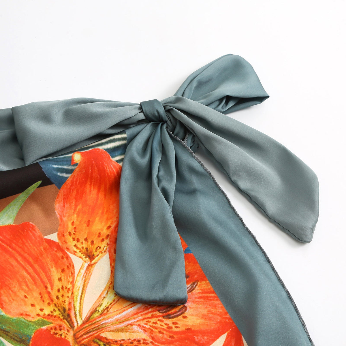 Floral One-piece Swimwear&Lace-up Skirt