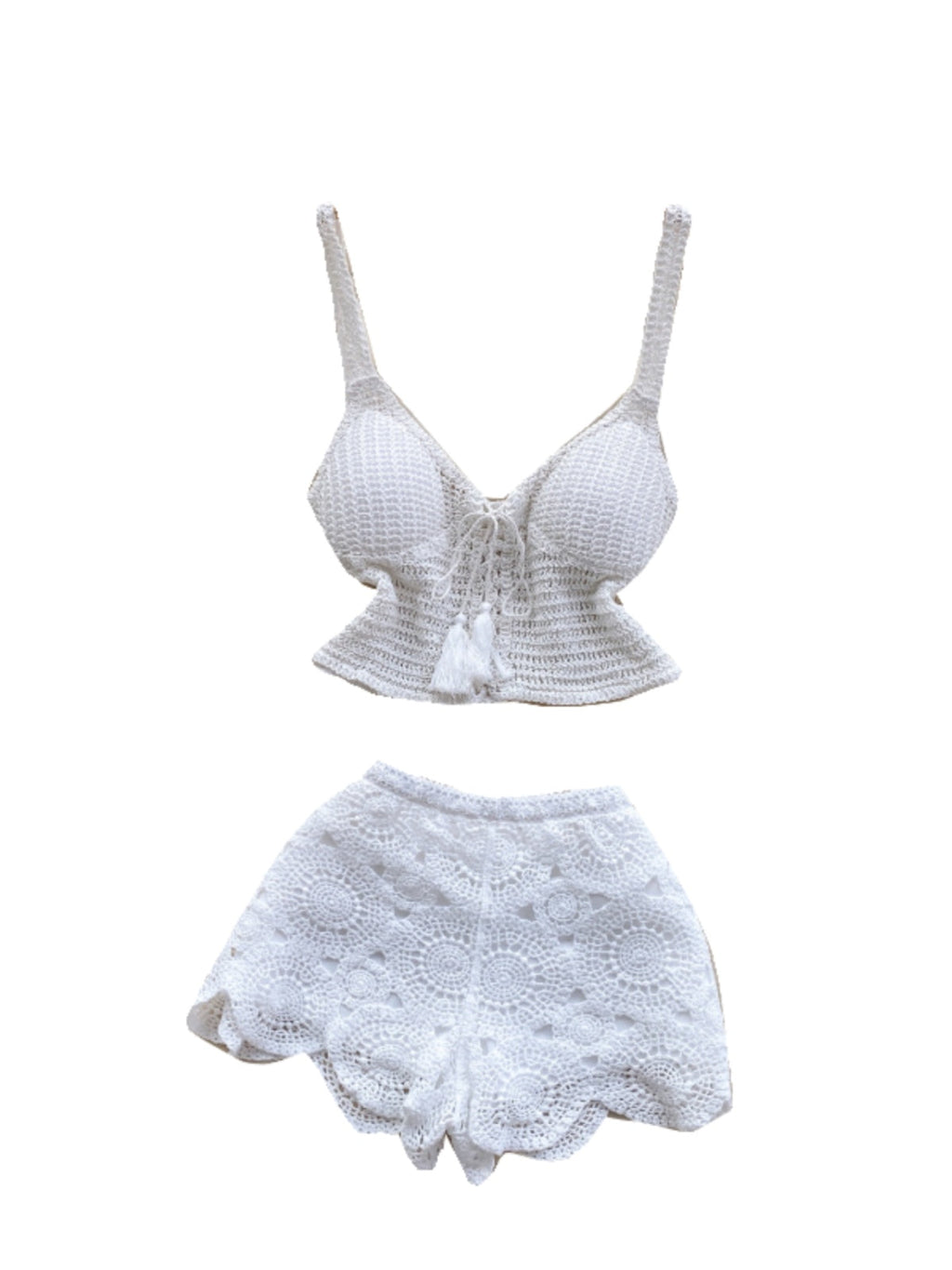 Camisole&Crochet Shorts Knitted 2Pcs