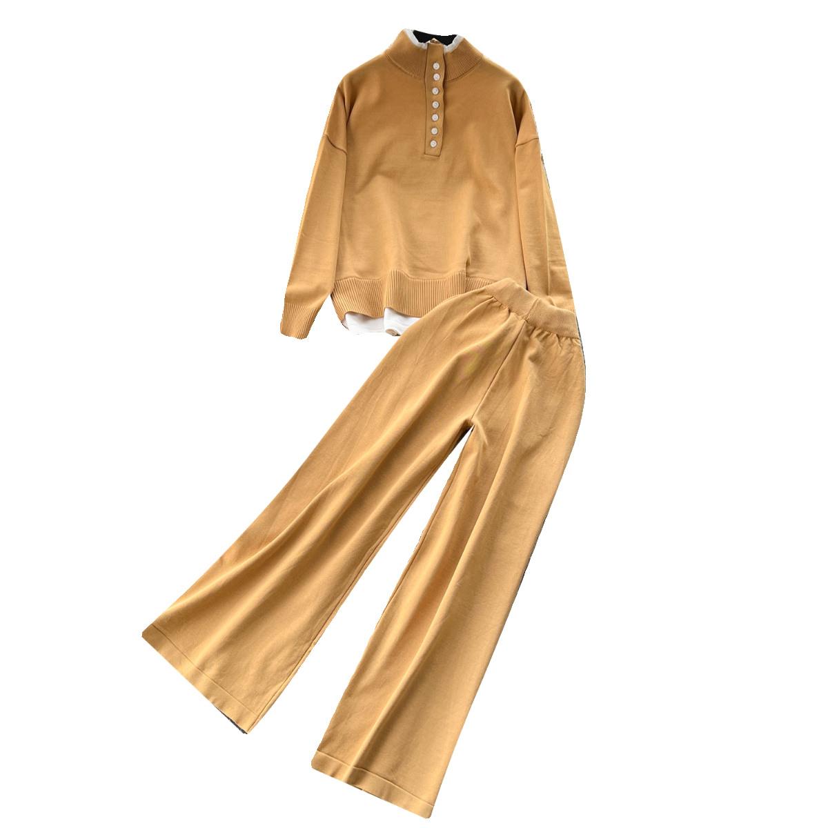 Color Blocking Jumper&Trousers Knitted 2Pcs