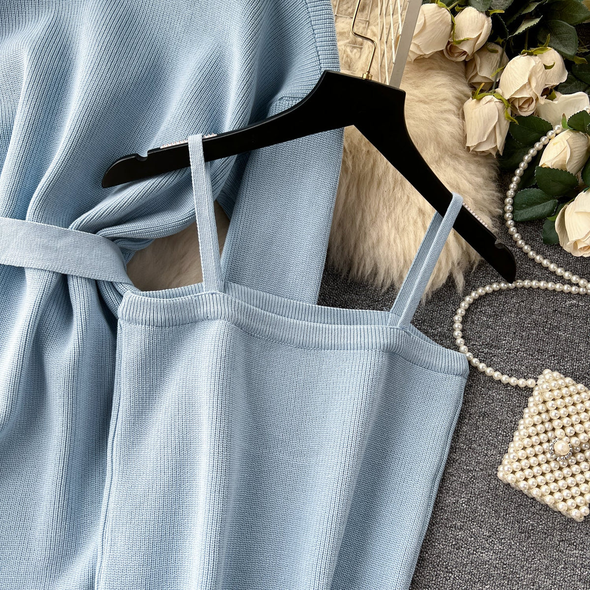 Cardigan&Camisole&Skirt Knitted 3Pcs