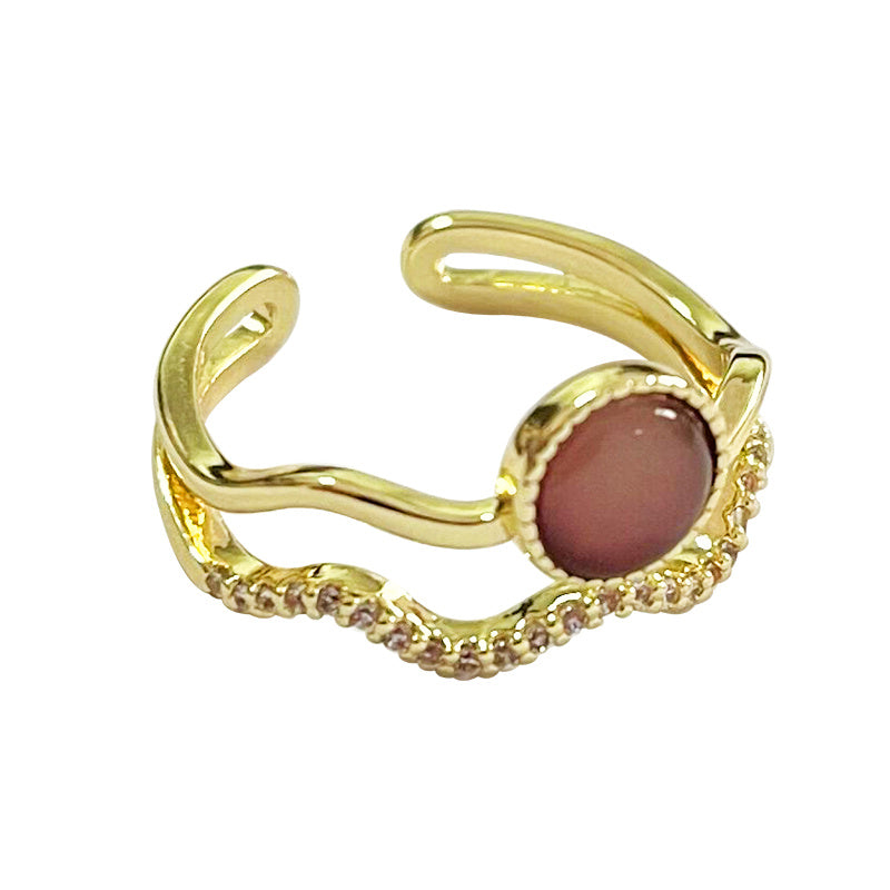 Courtly Cat's Eye Double Layer Ring