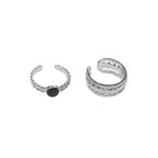 Black Rhinestone&Hollowed Rings Set