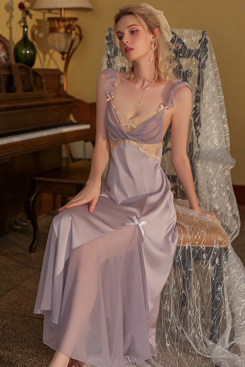 Hollowed Lace Long Lounge Dress