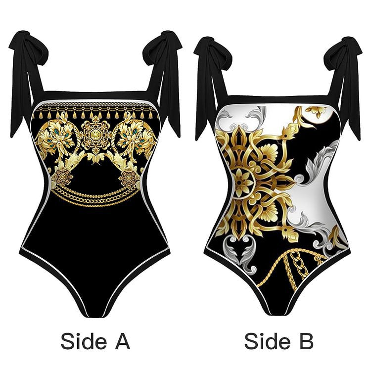 Gold Floral Slip Swimwear&Wrap Skirt