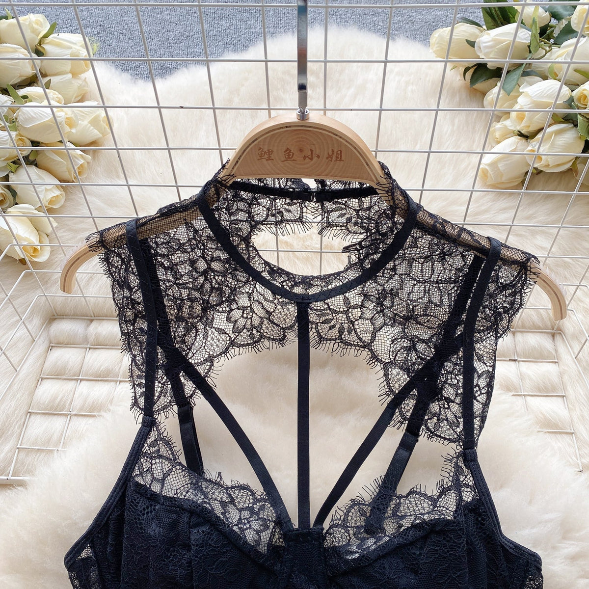 Sexy Black Lace Slim-fitting Jumpsuit