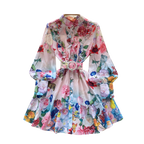 Vintage Ruffled Floral Shirt Dress