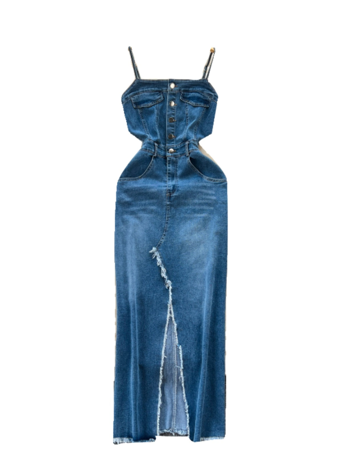 Vintage Denim Split Slip Dress