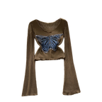 Vintage Distressed Butterfly Pattern Knitwear