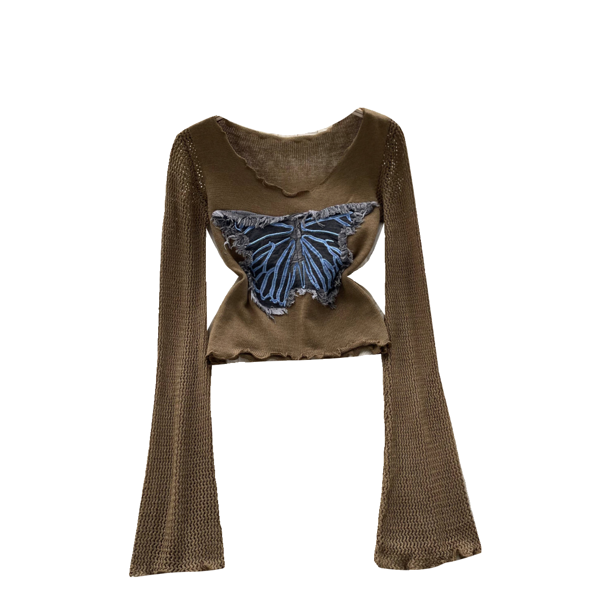Vintage Distressed Butterfly Pattern Knitwear
