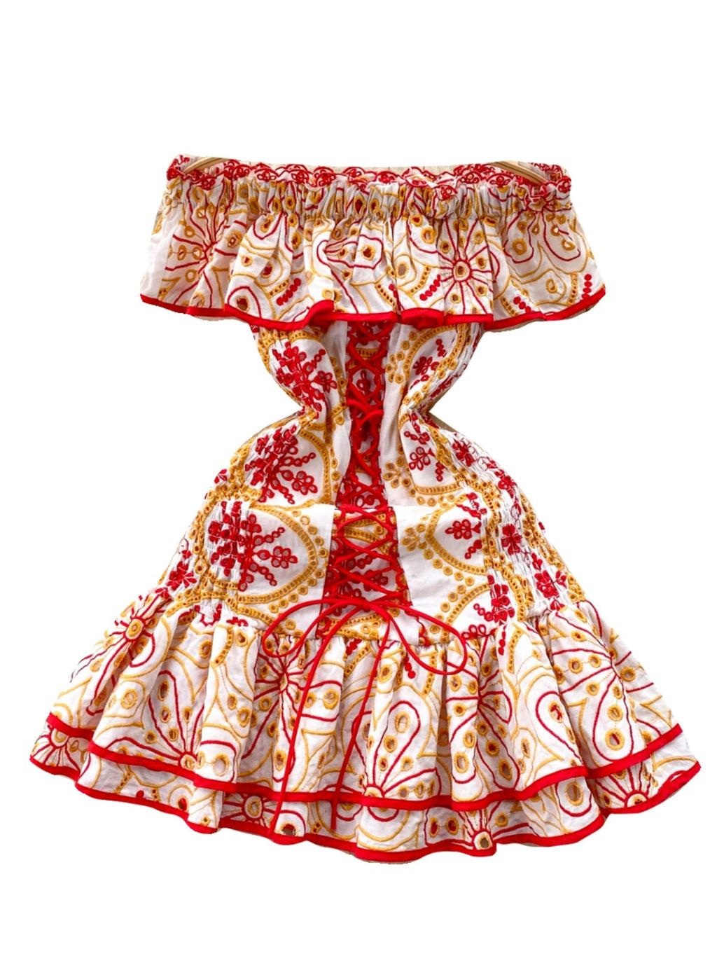Off-shoulder Ruffled Printed Dress
