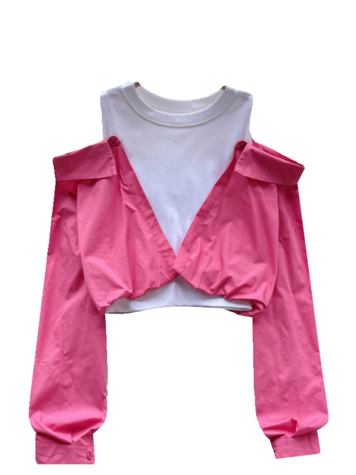 Faux Two-pieces Color Blocking Patchwork Top