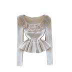 Sweetie Lace Patchwork Ruffled Knitwear