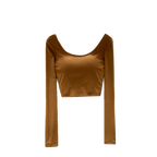 U-neck Backless Solid Color Shirt