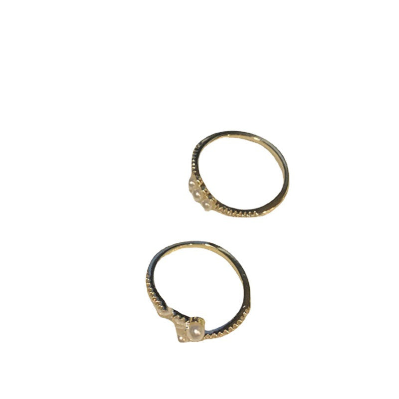 Pearl Open-circle Rings 2Pcs Set