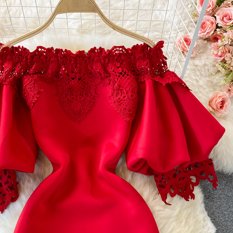 Vintage Lace Off-the-shoulder Dress