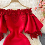 Vintage Lace Off-the-shoulder Dress