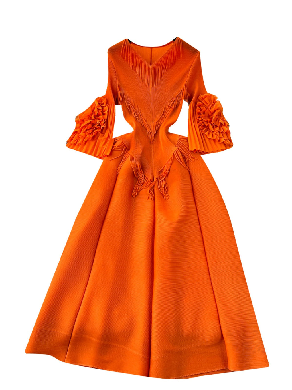 Courtly Solid Color Ruffled Dress