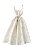 Courtly Floral Jacquard Slip Dress