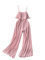 Solid Color Ruffled Slip Jumpsuit