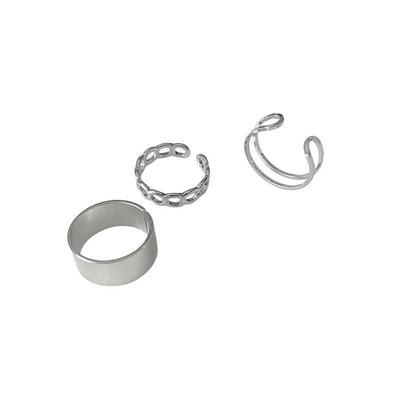 Japanese Style Silver Rings 3Pcs