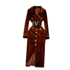 Vintage Gold Velvet Suit Collar Dress