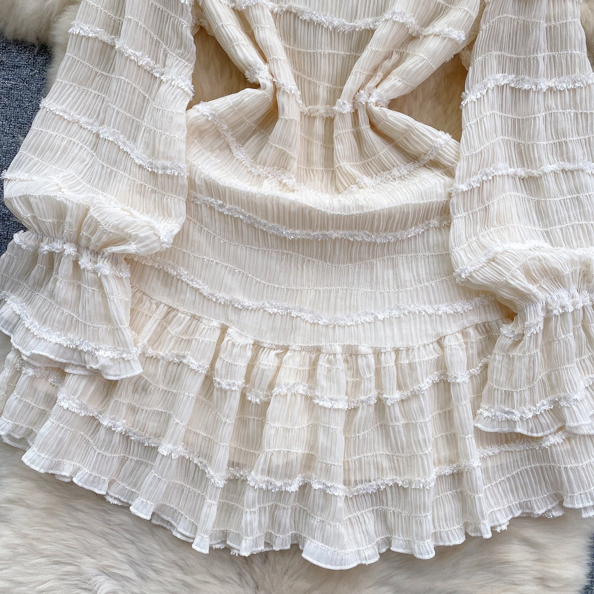 Beaded Ruffled French Style Dress