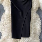 Asymmetric One-step Black OL Skirt