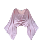 V-Neck Twisted Solid Color Chiffon Top