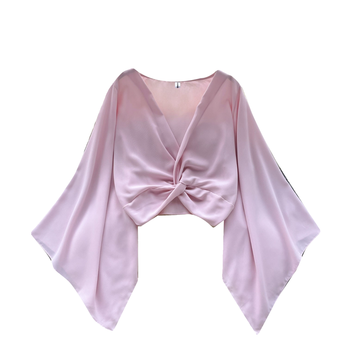 V-Neck Twisted Solid Color Chiffon Top