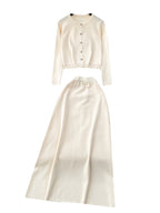 Cardigan&Half-body Skirt Fringed Knit 2Pcs