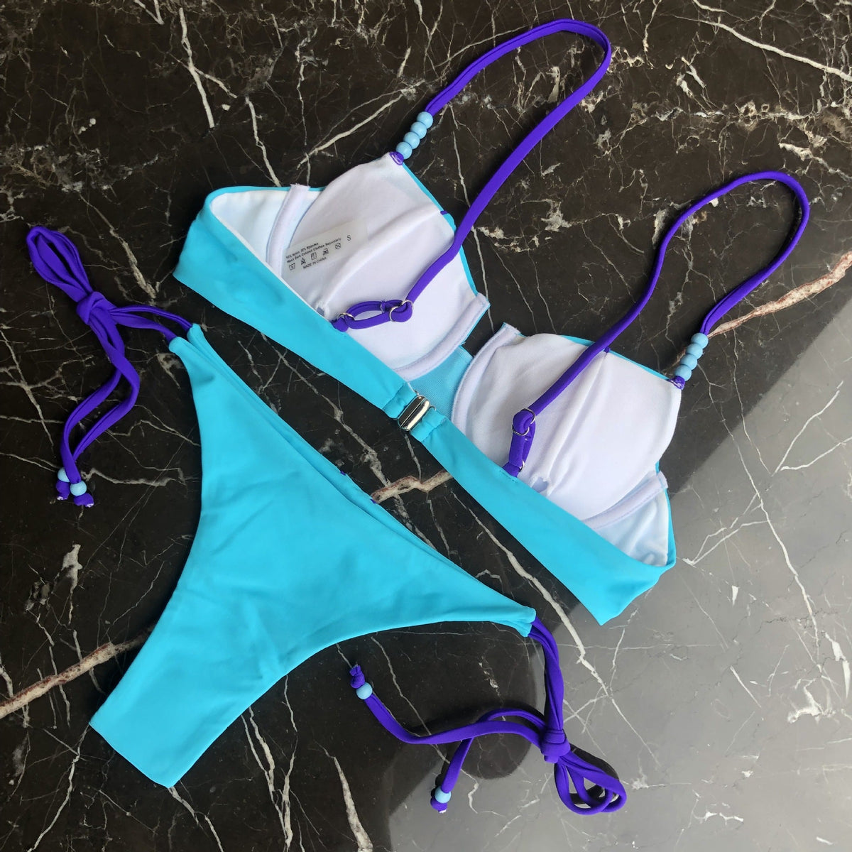 Mixed Colour Simple-design Stringed Bikini