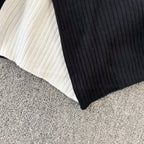 Color Blocking V-neck Patchwork Knitwear