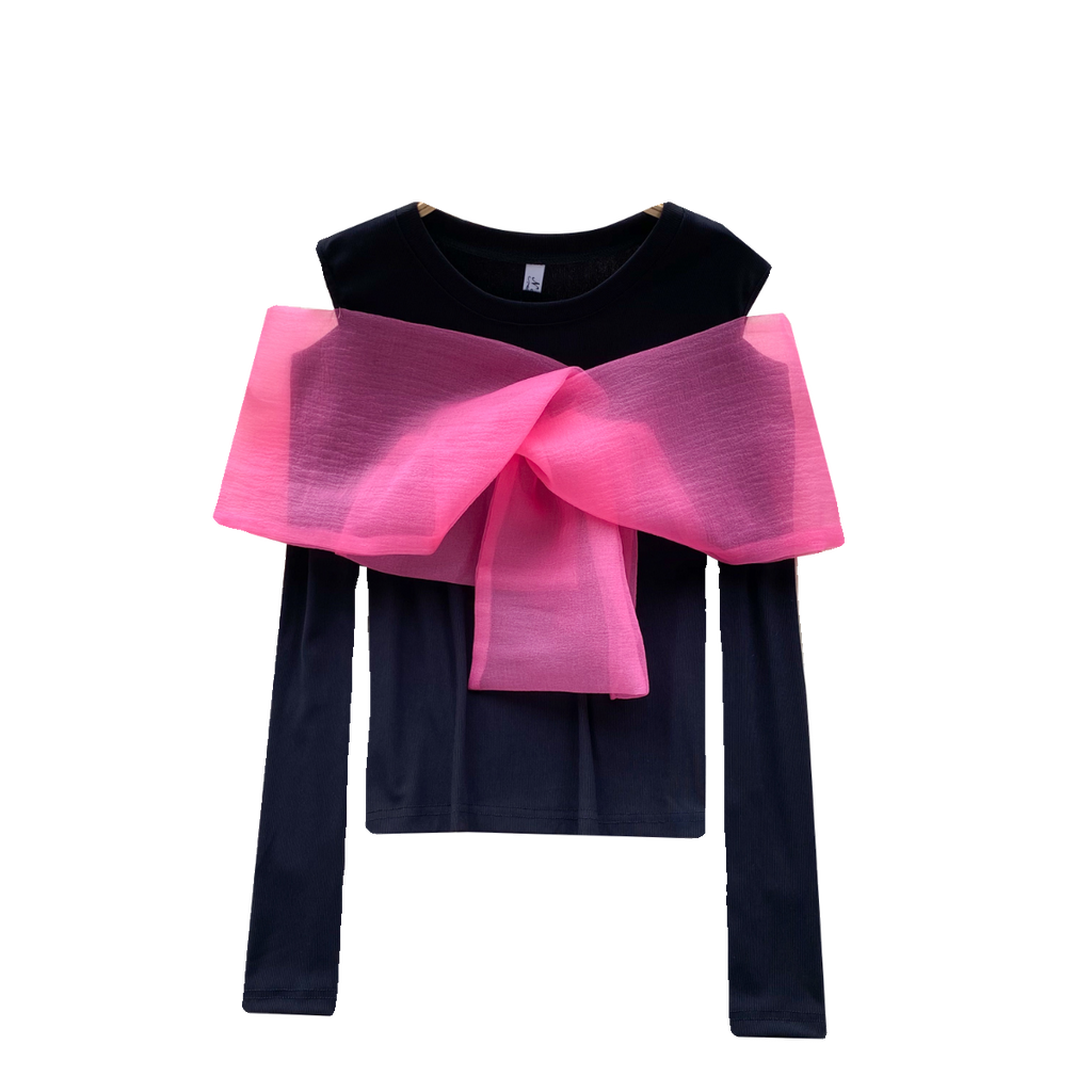 Colorful Lace Bow-tie Bottoming Sweater