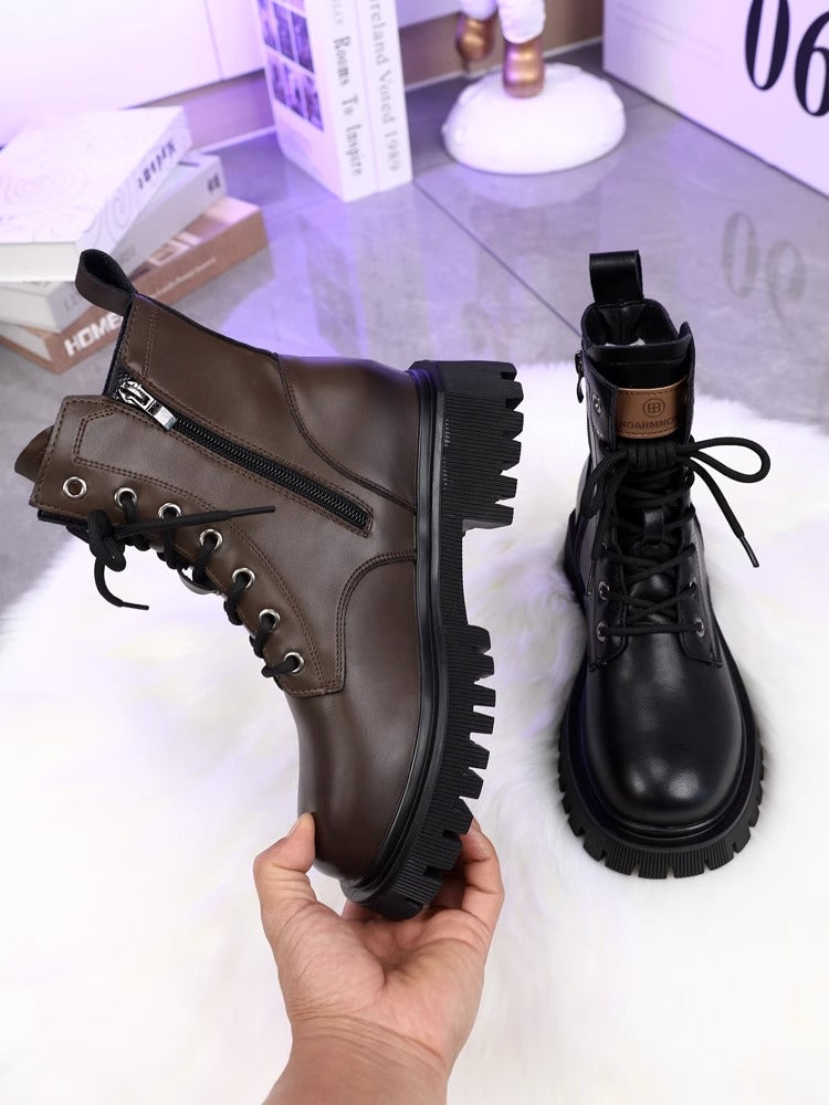 Chic Round-toe Zipped Martens Boots