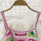 Backless Colourful Crocheted Slip Dress