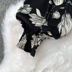 V-neck Flared-sleeve Floral Shirt