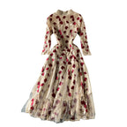 Vintage Embroidered Floral Mesh Dress