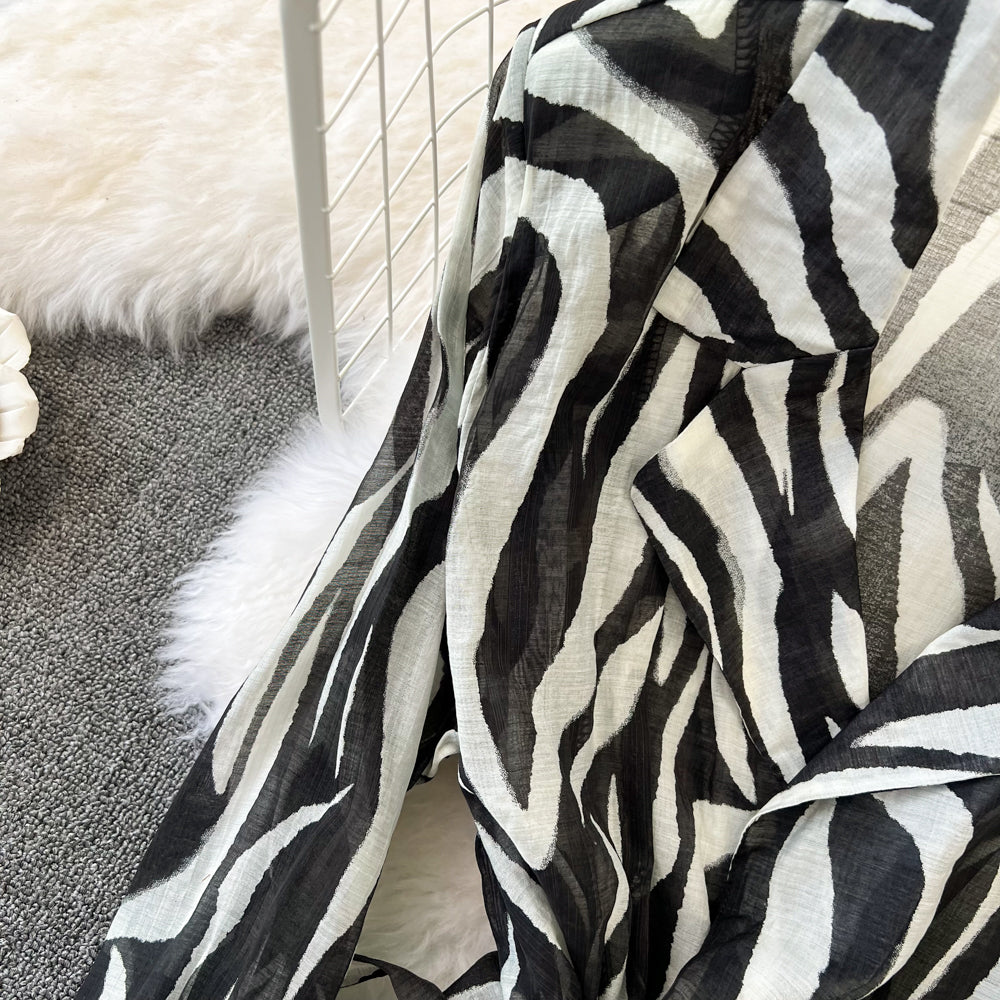 Sunscreen Zebra Printed Shirt Dress