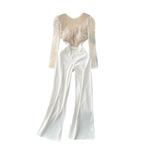 Elegant Embroidery Puffy Sleeve Jumpsuit