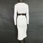 V-neck Sweaters&Split Skirt Knitted 2Pcs