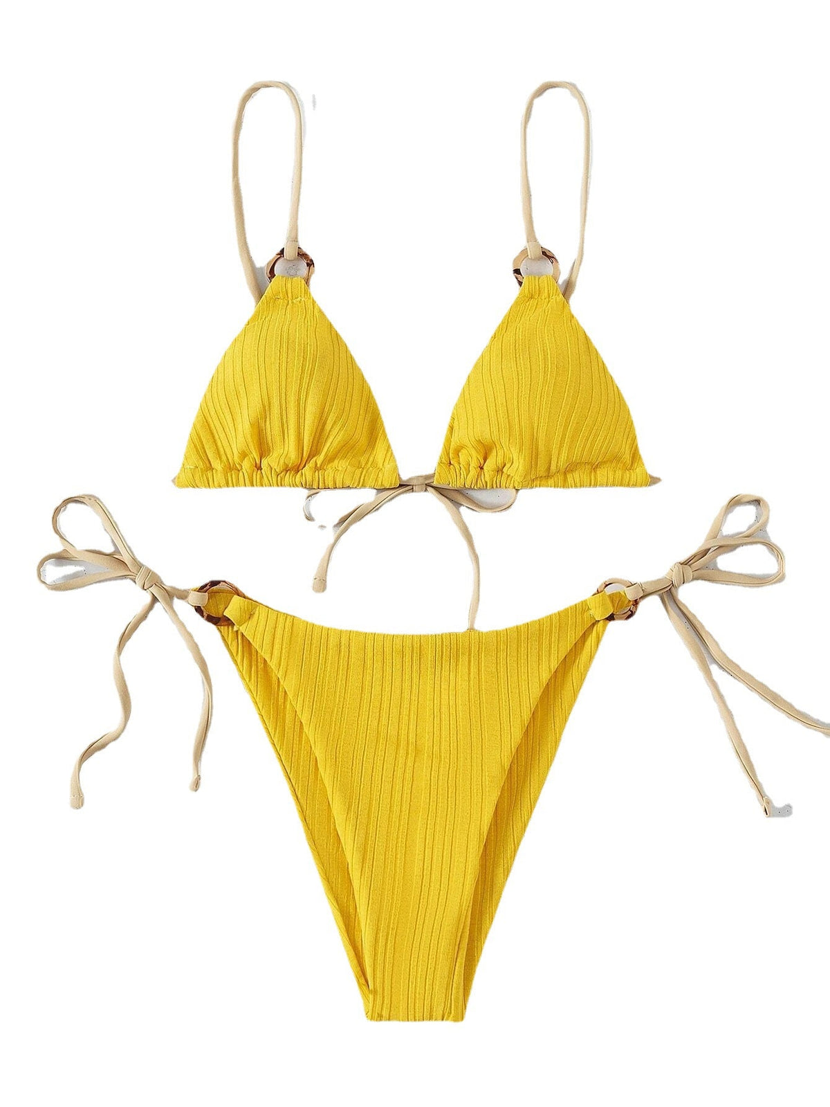 Strappy Bikini In Solid Color