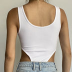 Vintage U-neck Hollowed Jumpsuit